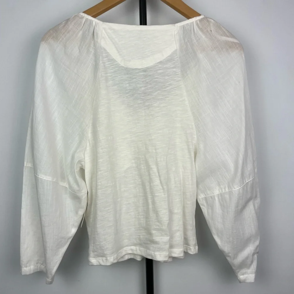 Anthropologie Ivory White Long Puff Sleeve‎ Multimedia Romantic Blouse